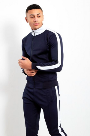 Aahron ‘Deansgate’ Navy Pintuck Funnel Tracksuit