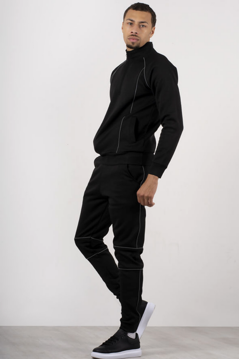 Aahron 'Stealth' Black Reflective Funnel Tracksuit
