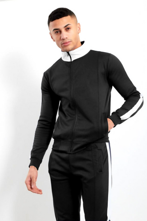 Aahron ‘Deansgate’ Black Pintuck Funnel Tracksuit