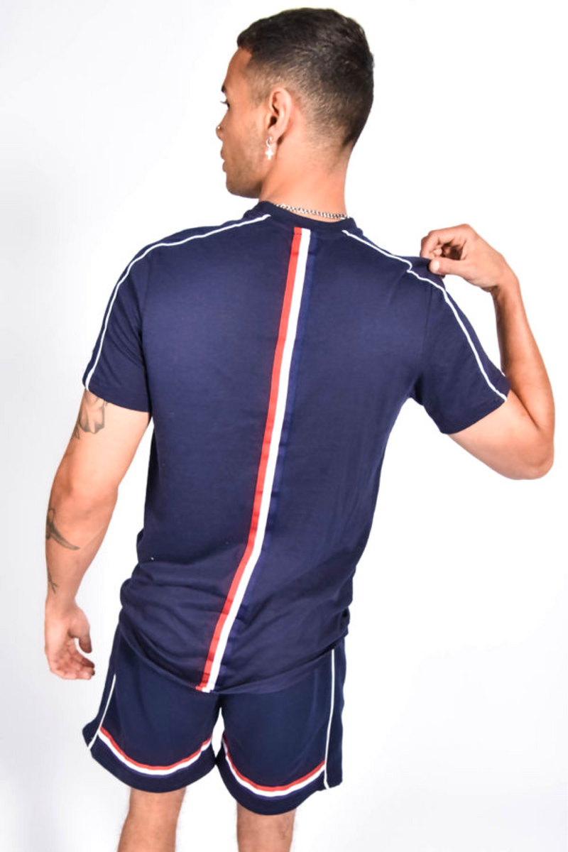Aahron Navy 'Lux' Piping Twin Set Tracksuit