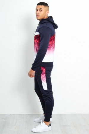 Aahron Navy Rose Two Tone Pullover Tracksuit