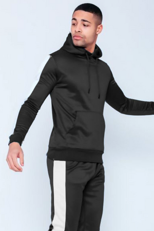 Aahron 'Lux' Black Side Piped Pullover Tracksuit