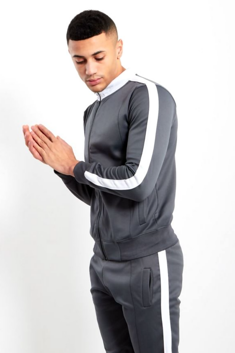 Aahron ‘Deansgate’ Grey Pintuck Funnel Tracksuit