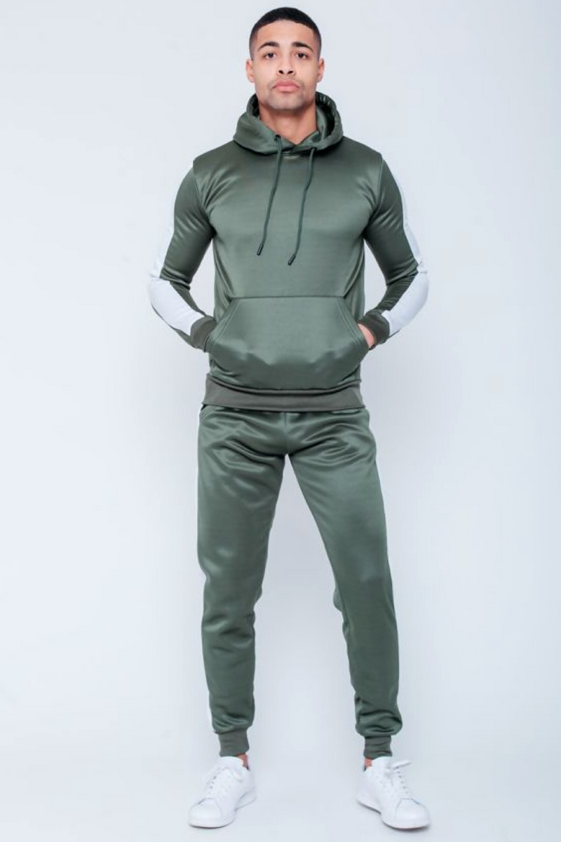 Aahron 'Lux' Khaki Side Piped Pullover Tracksuit
