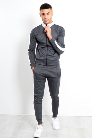 Aahron ‘Deansgate’ Grey Pintuck Funnel Tracksuit